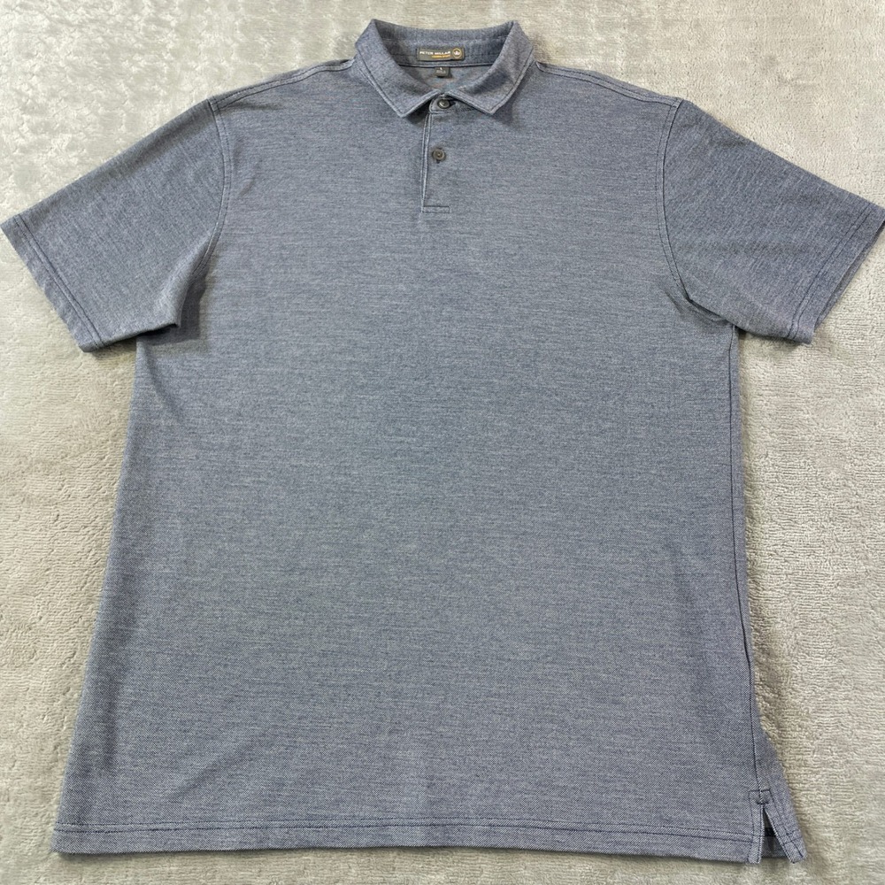 Peter Millar Crown Sport Polo Shirt Mens Large Blue Wool Luxury Office Preppy